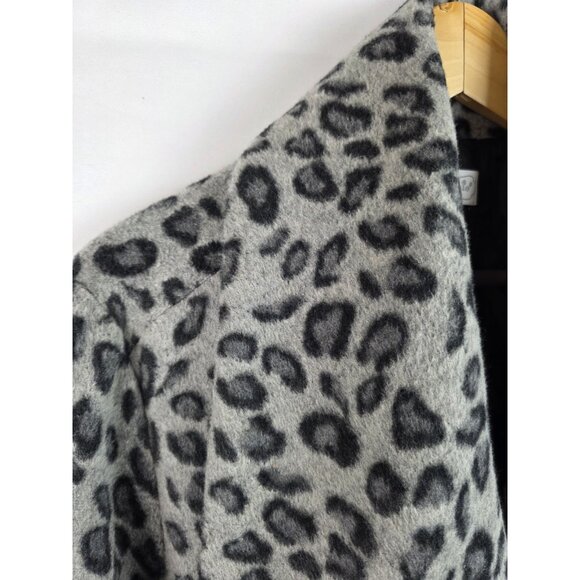 Mud Pie Womens Jacket Size XL Gray Snow Leopard Print Wool Blend Winter Coat - Picture 3 of 16
